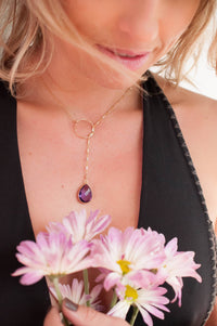 Bela Lariat Necklace * Amethyst * Gold Filled or Sterling Silver * BJN001-16M