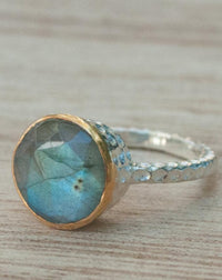 Rainbow Labradorite Ring * Sterling Silver 925 * Boho * Organic * Gold Vermeil * Mix metals* Gypsy * Bridesmaid* Solitaire * Bridal * BJR076