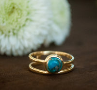 Copper Turquoise Ring * Gold Vermeil Ring * Gemstone Ring * Turquoise Ring * Blue * Handmade * Modern * Boho * Gold Ring * Hippie BJR103