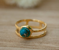 Copper Turquoise Ring * Gold Vermeil Ring * Gemstone Ring * Turquoise Ring * Blue * Handmade * Modern * Boho * Gold Ring * Hippie BJR103