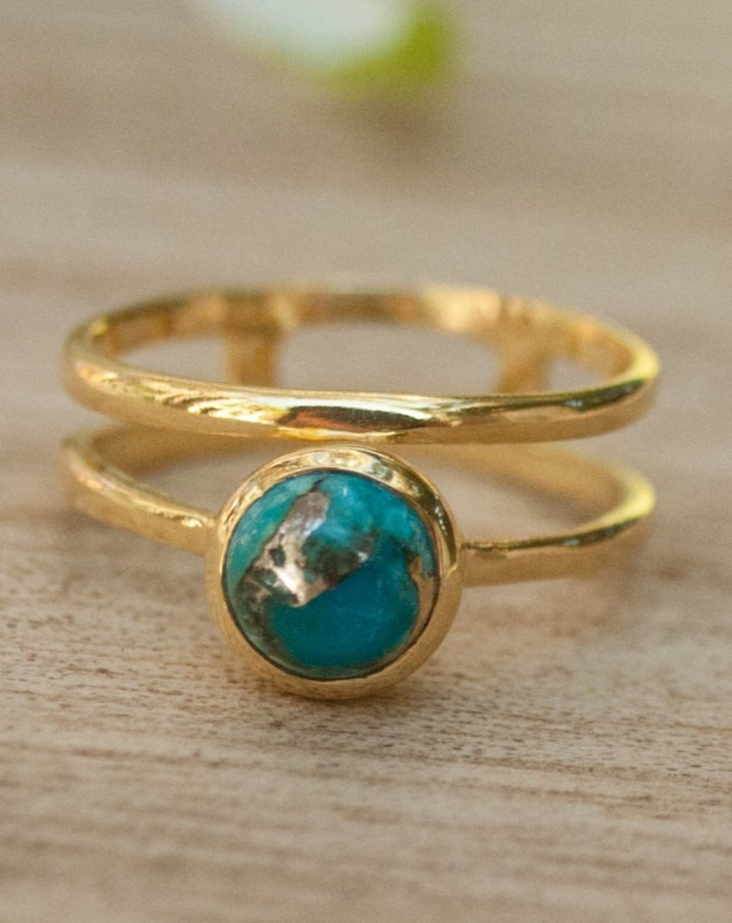 Copper Turquoise Ring * Gold Vermeil Ring * Gemstone Ring * Turquoise Ring * Blue * Handmade * Modern * Boho * Gold Ring * Hippie BJR103