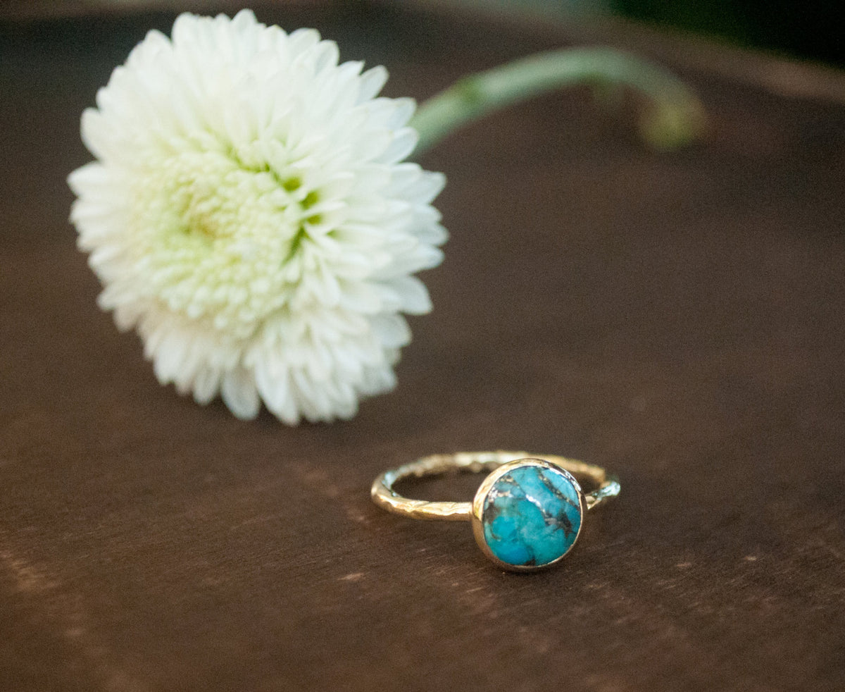 Turquoise Ring* Gold Vermeil Ring * Boho Ring* Blue Ring * Gypsy Ring * Handmade * Hippie * Gold Ring * Blue *Bohemian Jewelry BJR063