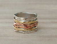 Spinning Ring * Meditation * Spinner * Spin * Anxiety * Hammered * Concave *Sterling Silver * Copper * Bronze * Jewelry * Bycila * BJS014
