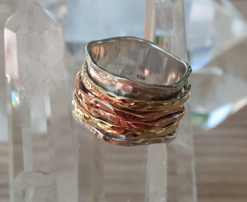 Spinning Ring * Meditation * Spinner * Spin * Anxiety * Hammered * Concave *Sterling Silver * Copper * Bronze * Jewelry * Bycila * BJS014