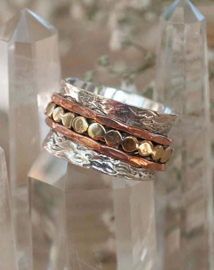 Spinner Ring * Meditation Ring* Spinning Ring * Spin * Anxiety* Sterling Silver* Copper*Bronze * Jewelry *Bycila * Hammered * Concave BJS016