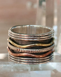 Spinning Ring * Meditation * Spinner * Spin * Anxiety * Antique * Sterling Silver Oxidized * Copper * Bronze * Jewelry *Gift for Her BJS019