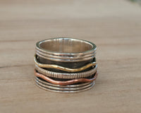 Spinning Ring * Meditation * Spinner * Spin * Anxiety * Antique * Sterling Silver Oxidized * Copper * Bronze * Jewelry *Gift for Her BJS019