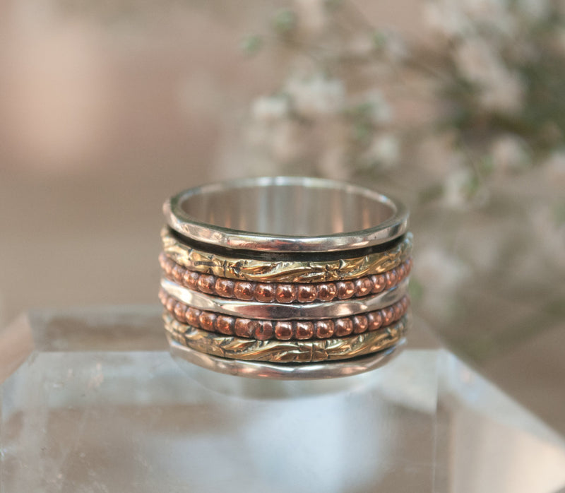 Spinner Ring * Meditation * Spinning Ring* Spin * Anxiety * Anti Stress * Sterling Silver  * Bronze * Jewelry * Bycila * Gift for Her BJS004