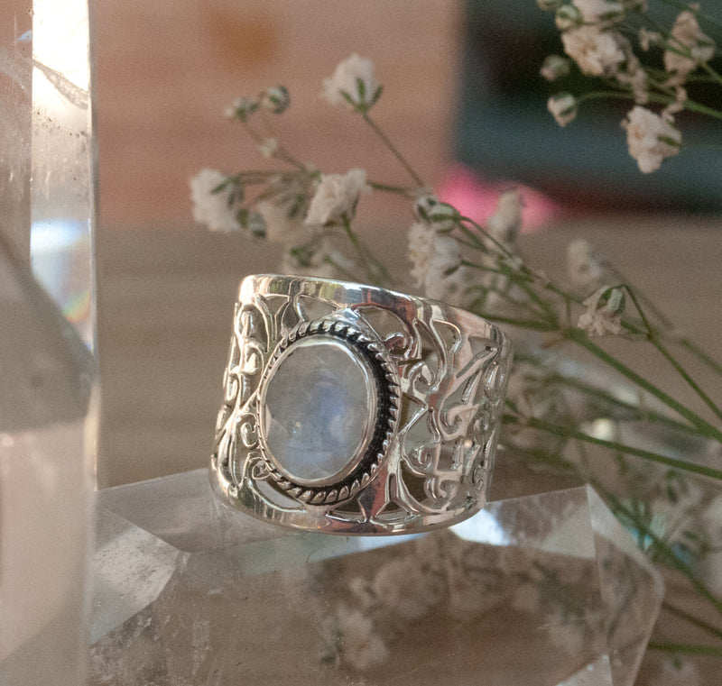 Moonstone Ring * Sterling Silver * Filigree * Handmade * Gemstone * Statement * Jewelry * Bycila * Gift For Her * Sterling Silver 925 BJR188