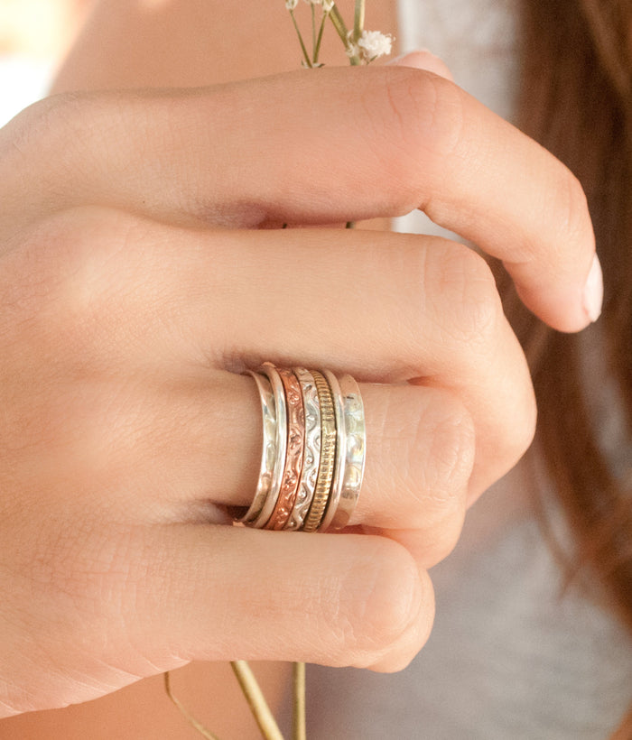 Spinner Ring * Meditation * Spinning * Spin * Anxiety * Anti Stress * Sterling Silver * Copper * Bronze * Jewelry *Hammered * Concave BJS007