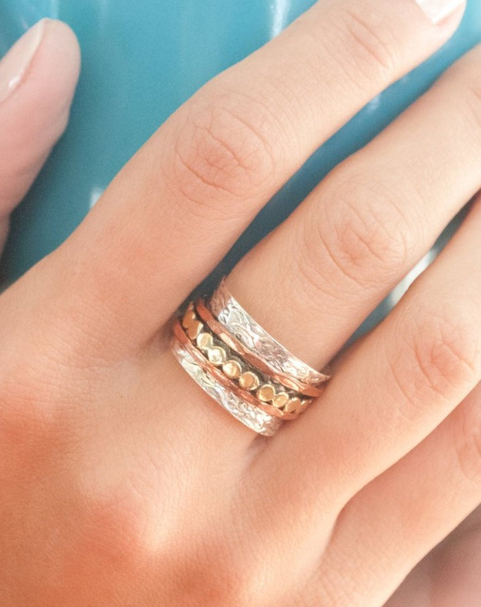 Spinner Ring * Meditation Ring* Spinning Ring * Spin * Anxiety* Sterling Silver* Copper*Bronze * Jewelry *Bycila * Hammered * Concave BJS016