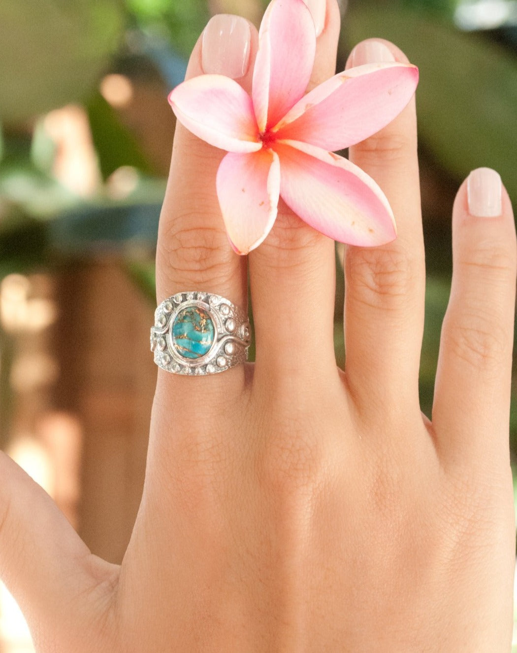 Copper and sales turquoise ring