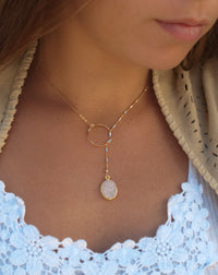 Heloisa Oval Necklace * White Druzy * Gold Filled or Sterling Silver * BJN055