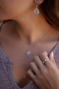 Moonstone Y Necklace * June Birthstone * Handmade * Boho * Bridesmaid Gift * Wedding * Mermaid * Everyday * Gift for her BJN071