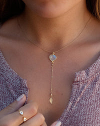 Moonstone Y Necklace * June Birthstone * Handmade * Boho * Bridesmaid Gift * Wedding * Mermaid * Everyday * Gift for her BJN071