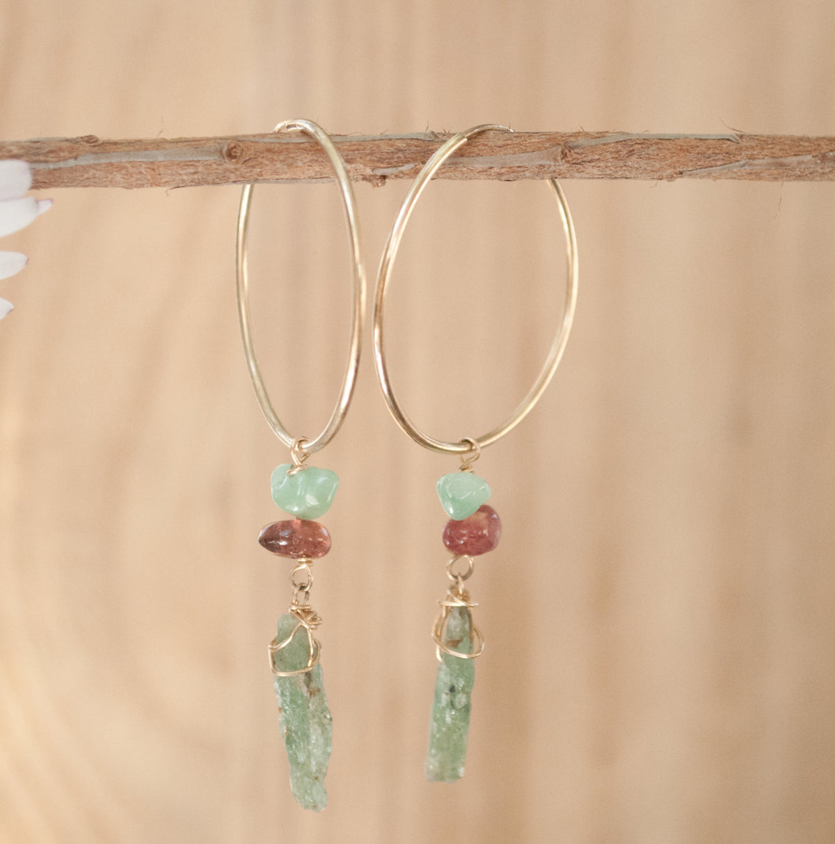 Malu Earrings * Tourmaline and Green Kyanite * Gold Plated 18 * BJE058