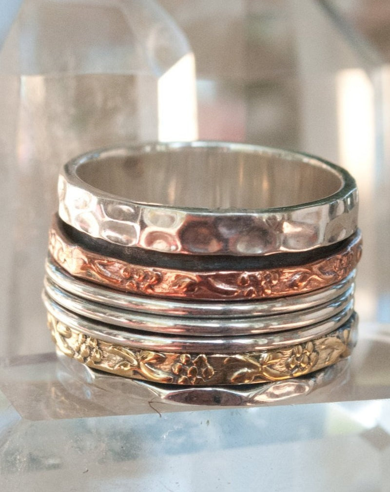 Spinner Ring * Meditation * Spinning * Spin * Anxiety * Anti Stress * Sterling Silver * Copper * Bronze * Jewelry * Israeli * BJS011