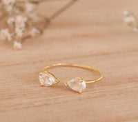 SALE Adjustable White Topaz Ring * Gold Vermeil, Rose Gold Vermeil or Sterling Silver  Ring * Gemstone Ring * Wedding * Boho BJR045