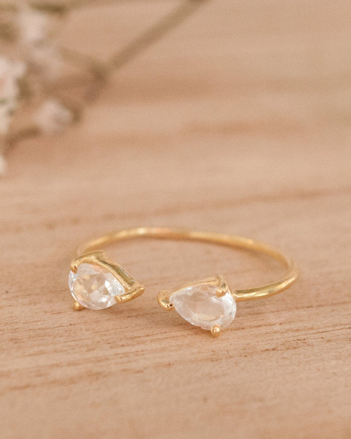 SALE Adjustable White Topaz Ring * Gold Vermeil, Rose Gold Vermeil or Sterling Silver  Ring * Gemstone Ring * Wedding * Boho BJR045