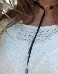 Rafaela Choker * Labradorite * Black Leather * BJN075