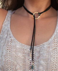 Rafaela Choker * Labradorite * Black Leather * BJN075
