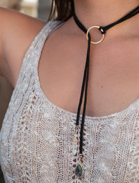 Rafaela Choker * Labradorite * Black Leather * BJN075