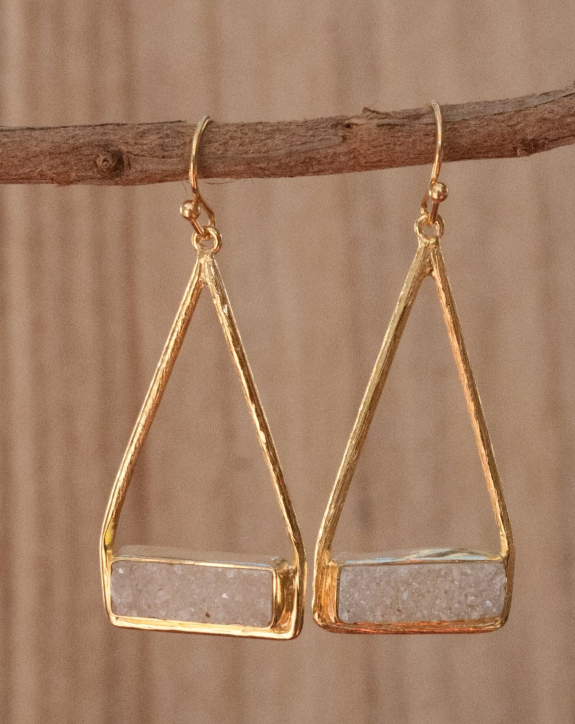 Marina Earrings * White Druzy * Gold Plated 18k or Silver Plated * BJE007B