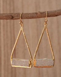 Marina Earrings * White Druzy * Gold Plated 18k or Silver Plated * BJE007B