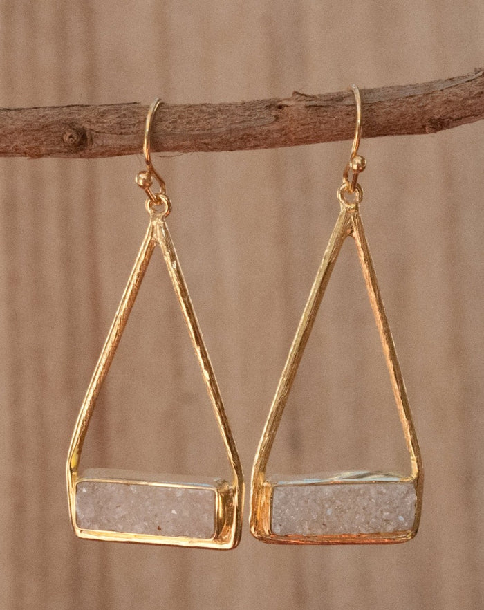 Marina Earrings * White Druzy * Gold Plated 18k or Silver Plated * BJE007A