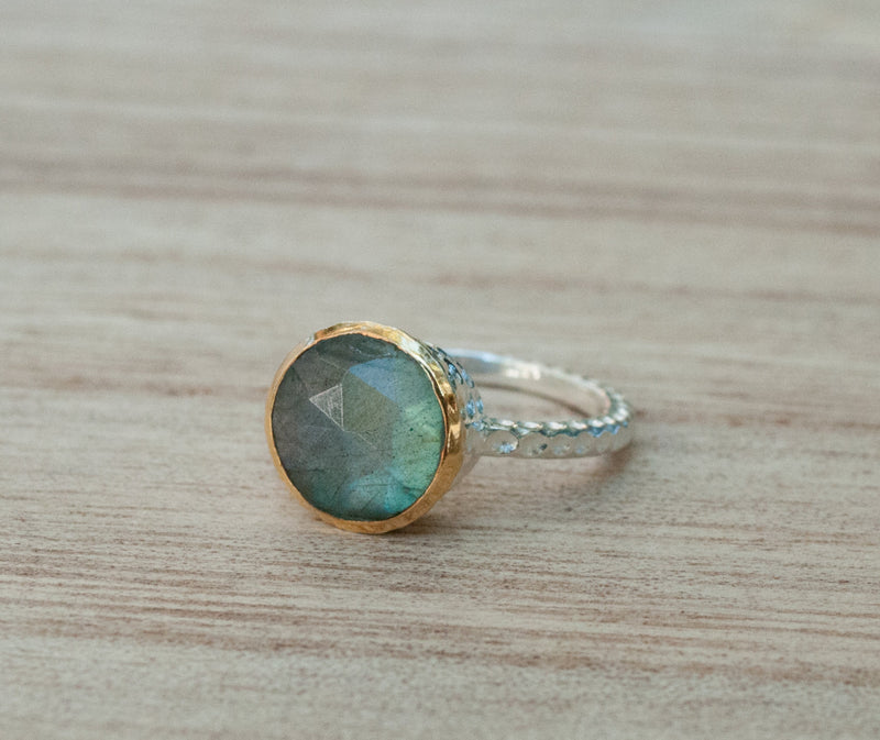 Rainbow Labradorite Ring * Sterling Silver 925 * Boho * Organic * Gold Vermeil * Mix metals* Gypsy * Bridesmaid* Solitaire * Bridal * BJR076