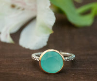 Teal Chalcedony Ring * Aqua * Sterling Silver 925 * Jewelry * Boho * Bycila * Gemstone * Bridal * Bridesmaid Gift * Solitaire * BJR078