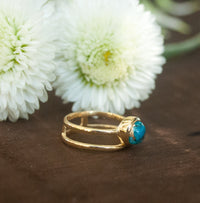 Copper Turquoise Ring * Gold Vermeil Ring * Gemstone Ring * Turquoise Ring * Blue * Handmade * Modern * Boho * Gold Ring * Hippie BJR103