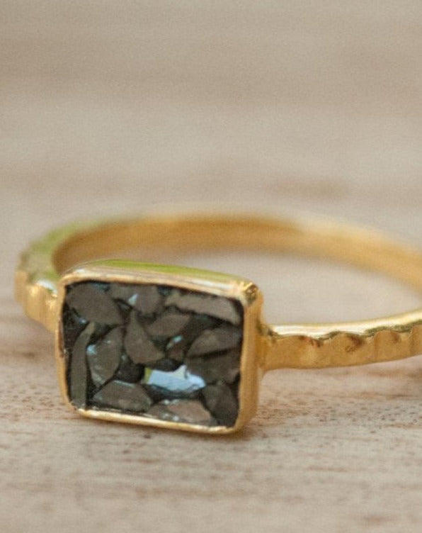 Black Diamond Ring * Gold Ring * Gold Vermeil * Diamond Gold Ring * Sparkle Ring * Engagement Ring * BJR184C