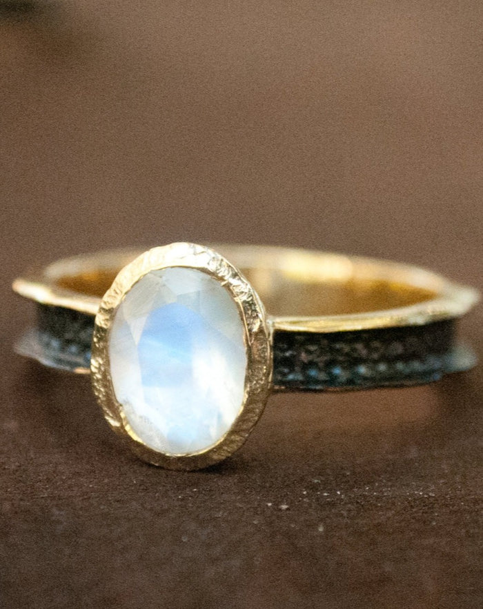 Moonstone Ring * Aqua * Statement Ring *Mix Metals Ring *Gold Ring * Boho * Jewelry * Bycila * Bohemian * BJR045