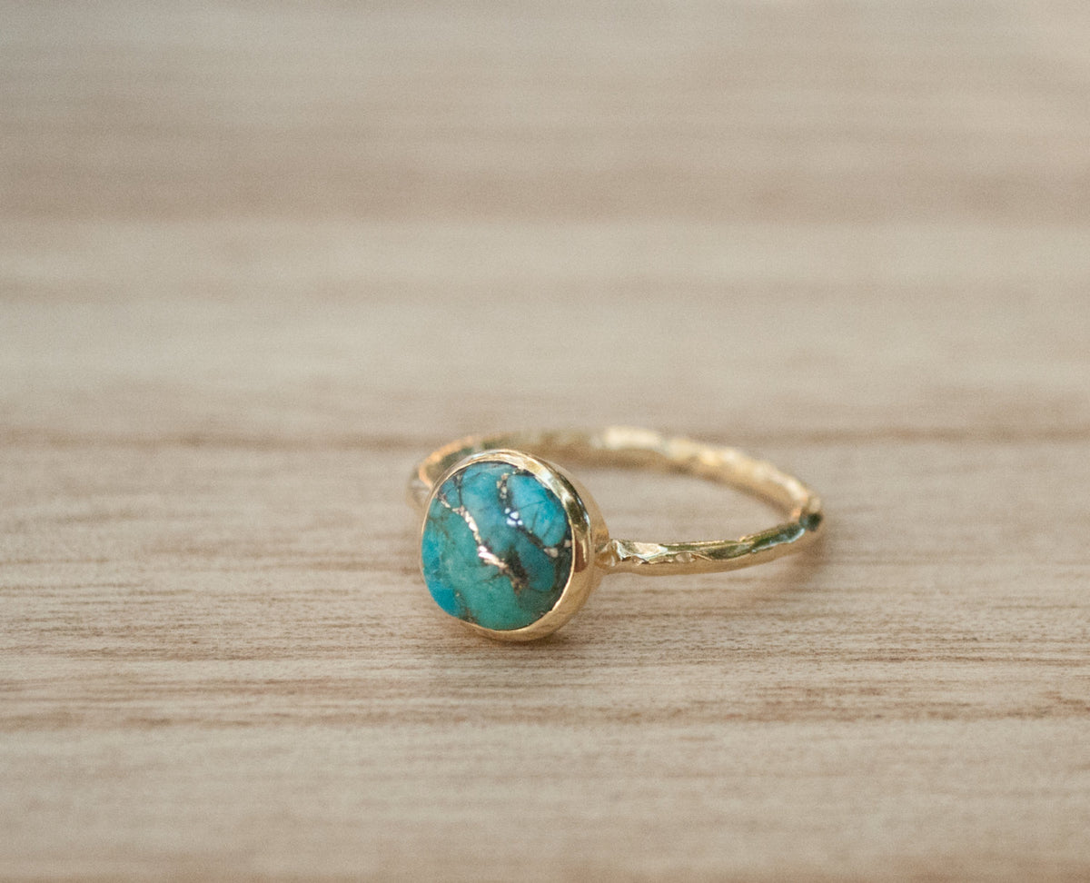 Turquoise Ring* Gold Vermeil Ring * Boho Ring* Blue Ring * Gypsy Ring * Handmade * Hippie * Gold Ring * Blue *Bohemian Jewelry BJR063