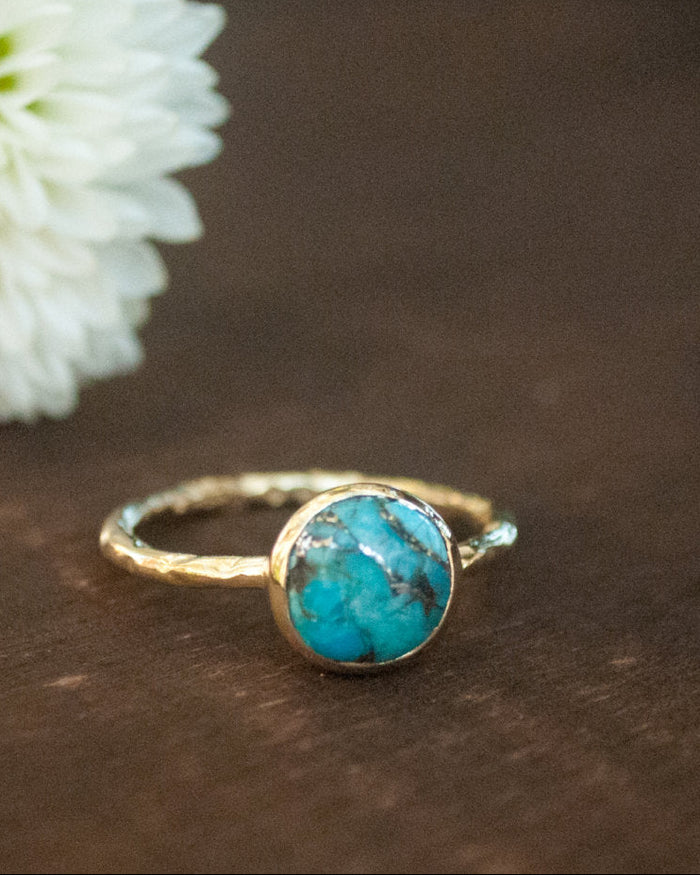 Turquoise Ring* Gold Vermeil Ring * Boho Ring* Blue Ring * Gypsy Ring * Handmade * Hippie * Gold Ring * Blue *Bohemian Jewelry BJR063