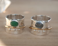 Labradorite Ring * Meditation * Spinner * Spinning * Anxiety * Hammered * Worry * Boho * Spin * Thick Band * Sterling Silver *Bronze* BJS013