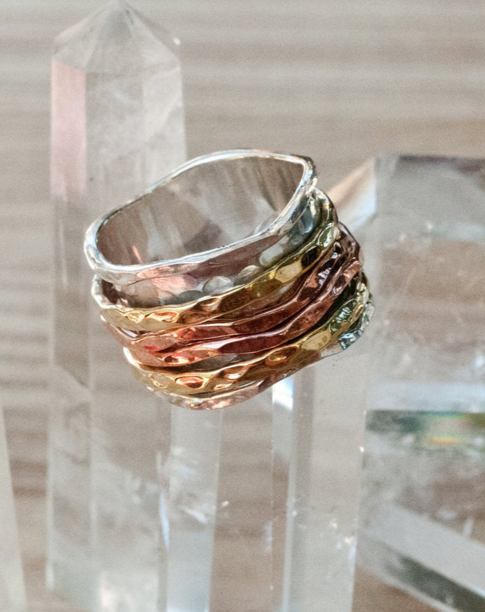 Spinning Ring * Meditation * Spinner * Spin * Anxiety * Hammered * Concave *Sterling Silver * Copper * Bronze * Jewelry * Bycila * BJS014