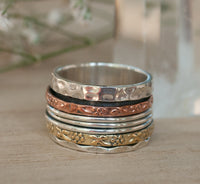 Spinner Ring * Meditation * Spinning * Spin * Anxiety * Anti Stress * Sterling Silver * Copper * Bronze * Jewelry * Israeli * BJS011