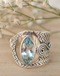 Blue Topaz Ring * Gemstone * Handmade * Bridal * Wedding * Sterling Silver * Jewelry * Bycila * Blue * Boho * Statement BJR227