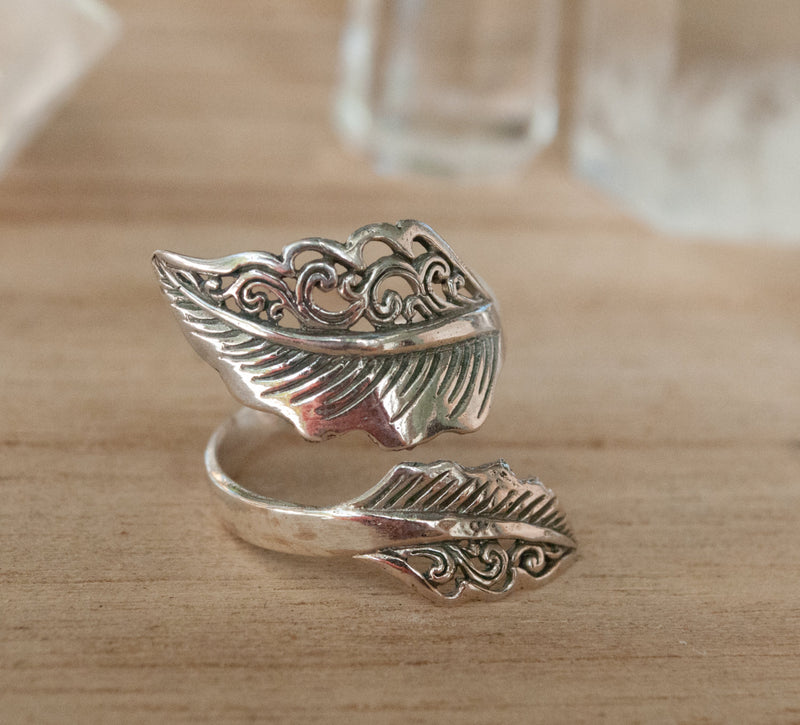 Feather Ring * Sterling Silver * Handmade * Boho * Bohemian * Hippie * Adjustable * Silver Ring * Hippie BJR203