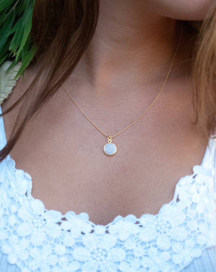 Larissa Necklace * White Druzy * Gold vermeil * BJN068