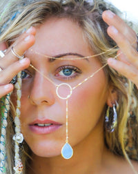 Aqua Chalcedony Tear Drop * Lariat Necklace * Gold * Silver * Mix Metals * Gemstone * Statement * Bycila *Bridesmaid *BJN001-2B