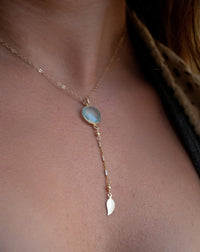 Aqua Chalcedony Y Necklace * Gold Filled or Sterling Silver Mix Metals Necklace *Handmade * Gift for her * Ocean * Mermaid * Boho BJN078