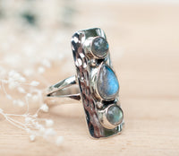Labradorite Hammered Ring * Sterling Silver 925 * Handmade * Gemstone * Jewelry * Boho *Bohemian *Statement *Hippie *Gift for her BJR037