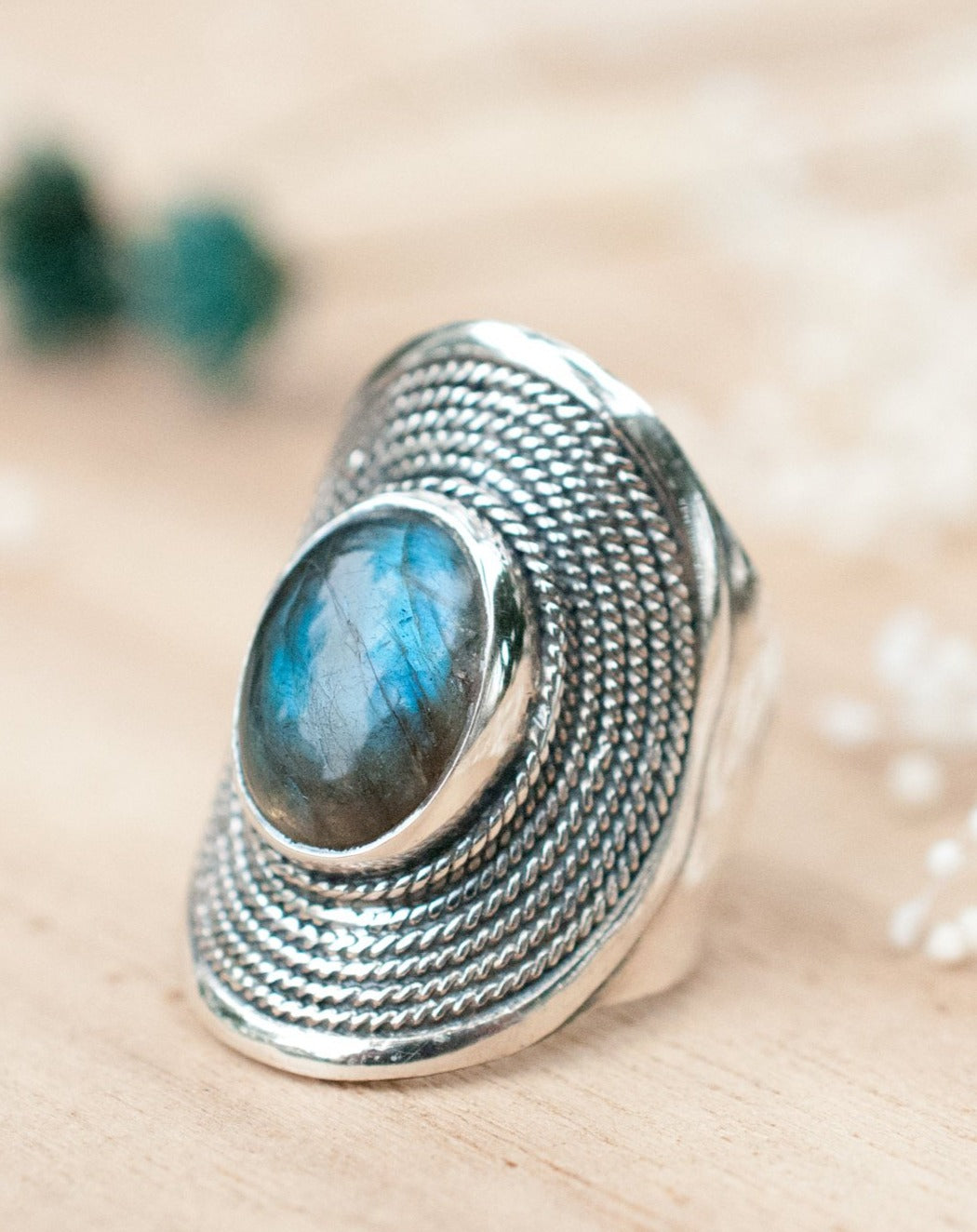 Labradorite Ring * Sterling Silver 925 * Statement * Gemstone * Designed Band *Bycila *Jewelry * Handmade *February *March Birthstone BJR198