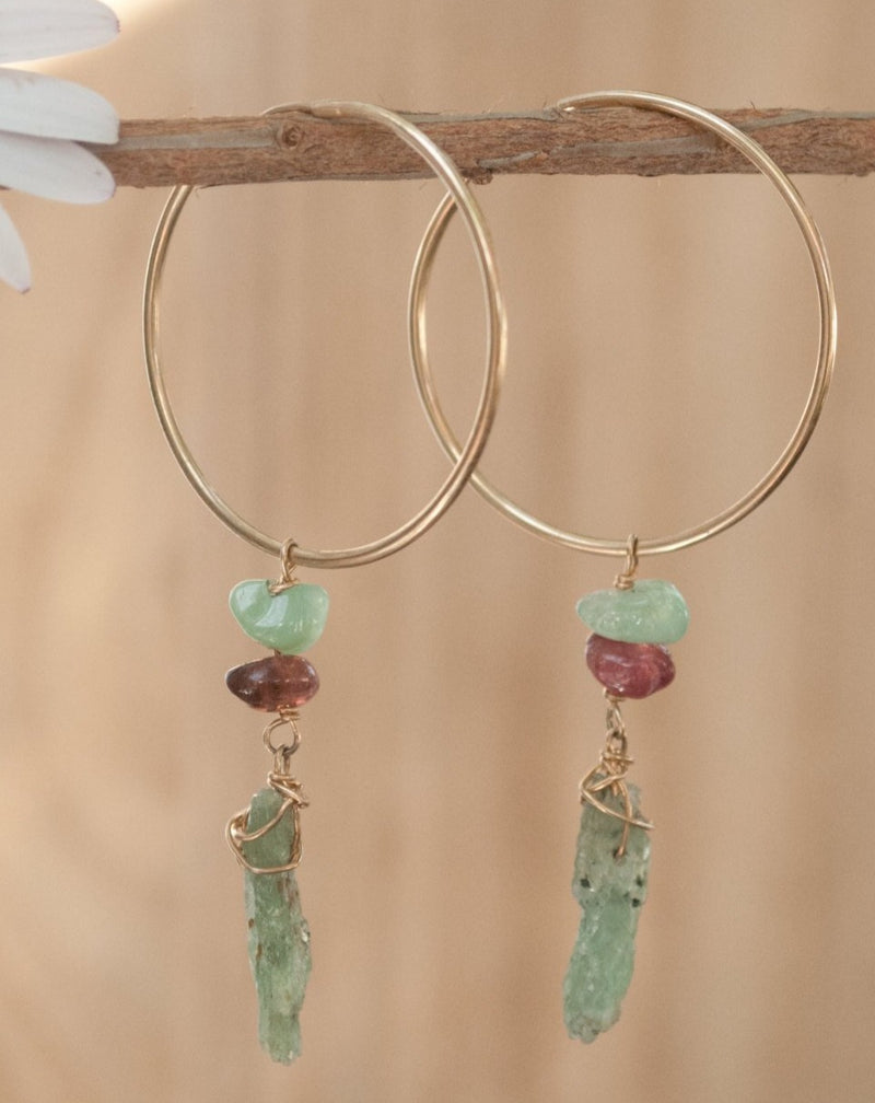 Malu Earrings * Tourmaline and Green Kyanite * Gold Plated 18 * BJE058