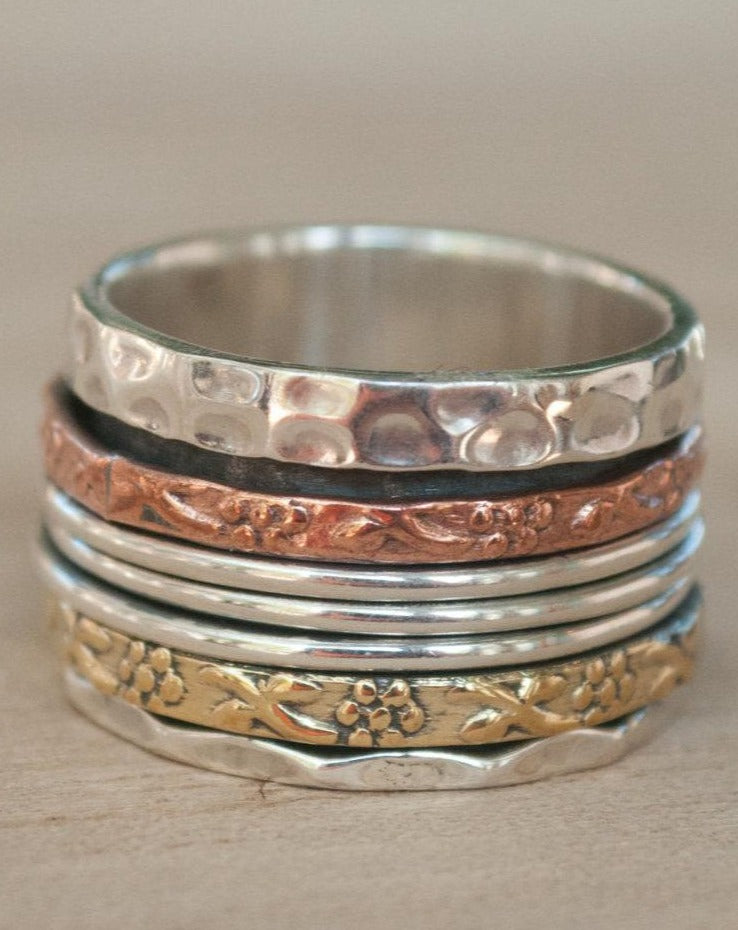 Spinner Ring * Meditation * Spinning * Spin * Anxiety * Anti Stress * Sterling Silver * Copper * Bronze * Jewelry * Israeli * BJS011