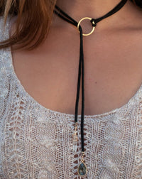 Rafaela Choker * Labradorite * Black Leather * BJN075