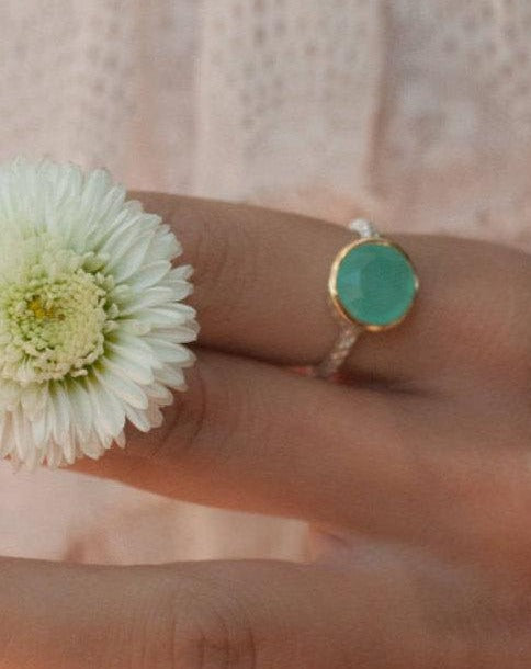 Teal Chalcedony Ring * Aqua * Sterling Silver 925 * Jewelry * Boho * Bycila * Gemstone * Bridal * Bridesmaid Gift * Solitaire * BJR078